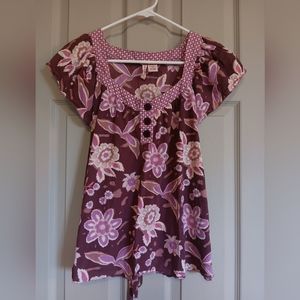 Fire Los Angeles Floral Tie Back Top - Size SMALL